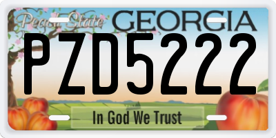 GA license plate PZD5222