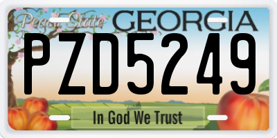 GA license plate PZD5249