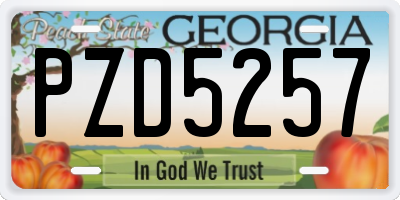 GA license plate PZD5257