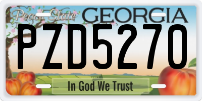 GA license plate PZD5270