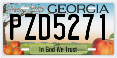 GA license plate PZD5271