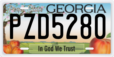 GA license plate PZD5280