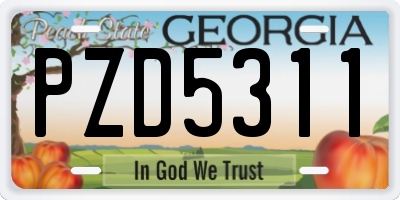 GA license plate PZD5311