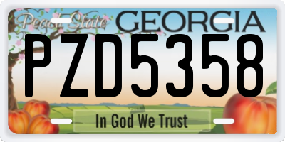 GA license plate PZD5358