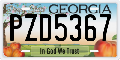 GA license plate PZD5367