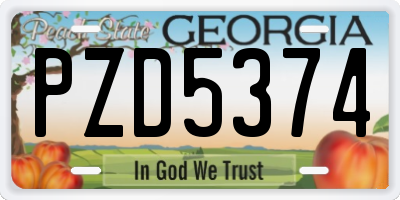 GA license plate PZD5374