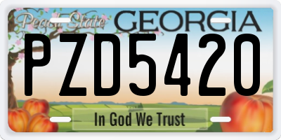 GA license plate PZD5420