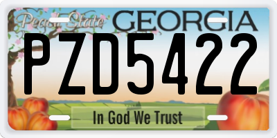 GA license plate PZD5422