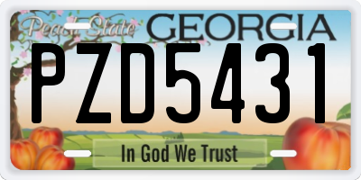 GA license plate PZD5431