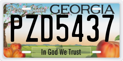 GA license plate PZD5437