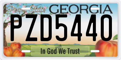 GA license plate PZD5440