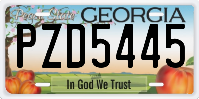 GA license plate PZD5445