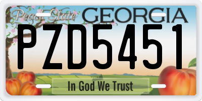 GA license plate PZD5451