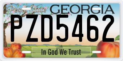 GA license plate PZD5462