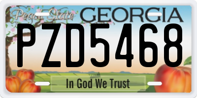 GA license plate PZD5468