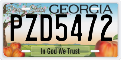 GA license plate PZD5472