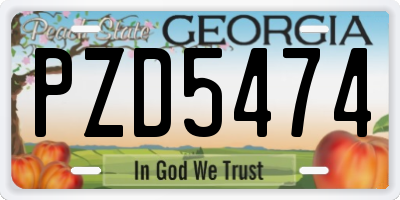 GA license plate PZD5474
