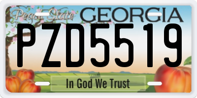 GA license plate PZD5519