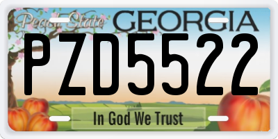 GA license plate PZD5522