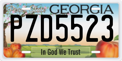 GA license plate PZD5523