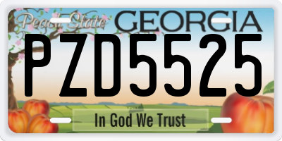GA license plate PZD5525