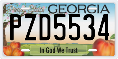 GA license plate PZD5534