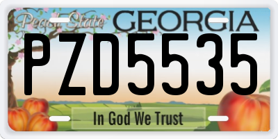 GA license plate PZD5535