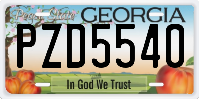 GA license plate PZD5540