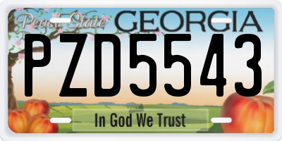 GA license plate PZD5543
