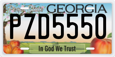 GA license plate PZD5550
