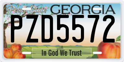 GA license plate PZD5572