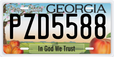 GA license plate PZD5588