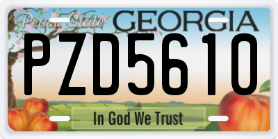 GA license plate PZD5610