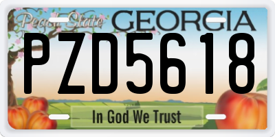 GA license plate PZD5618