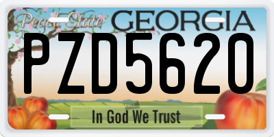 GA license plate PZD5620