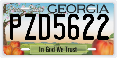 GA license plate PZD5622