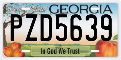 GA license plate PZD5639