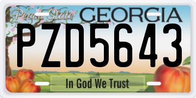 GA license plate PZD5643