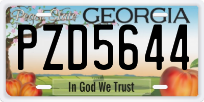 GA license plate PZD5644