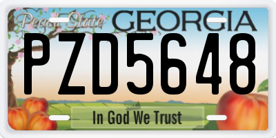 GA license plate PZD5648