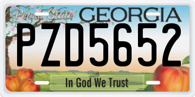 GA license plate PZD5652