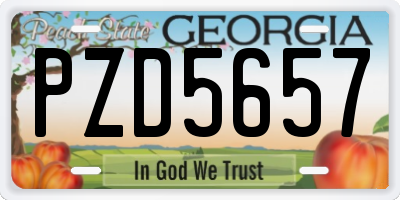 GA license plate PZD5657
