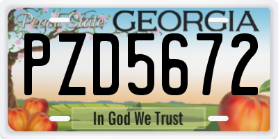 GA license plate PZD5672