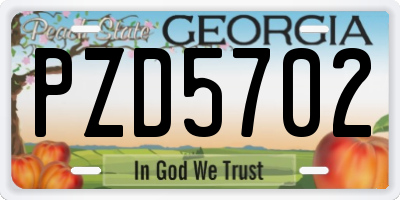 GA license plate PZD5702