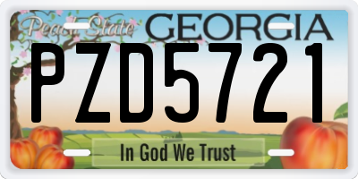 GA license plate PZD5721