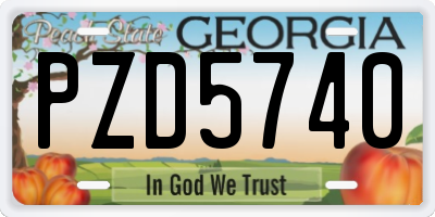 GA license plate PZD5740