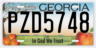 GA license plate PZD5748