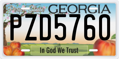 GA license plate PZD5760