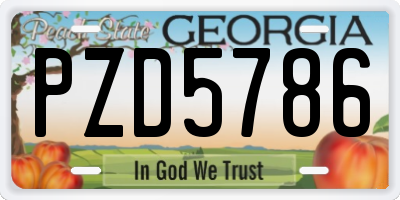 GA license plate PZD5786