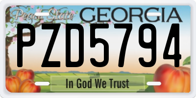 GA license plate PZD5794